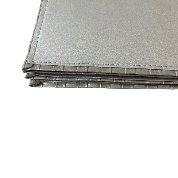 Allegro Metallic Silver Faux Leather Placemats 13x18 Set of 4 Holiday Glam NEW - Picture 13 of 15